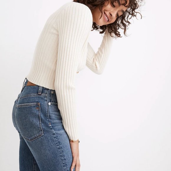 Madewell Brenville Crop Cardigan Sweater in Cream - Size Small (S) - Picture 2 of 5